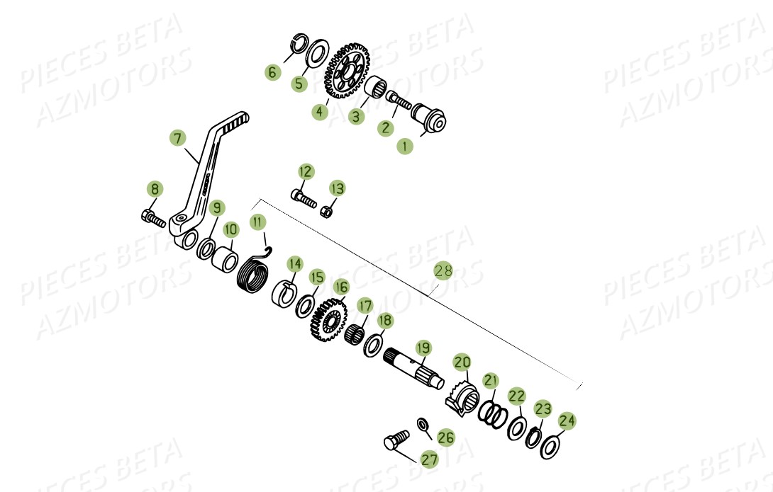 Kick Starter AZMOTORS PiÃ¨ces BETA EVO-200 2T (2011)