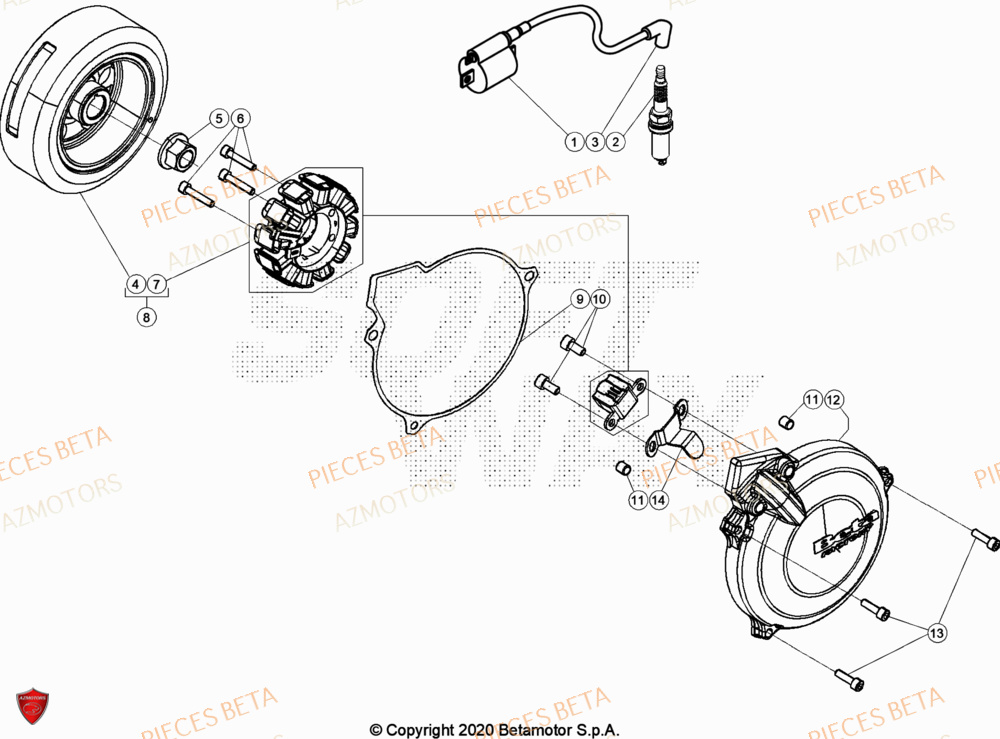 Allumage AZMOTORS Pièces Beta TRIAL EVO 200 FACTORY 2T 2023