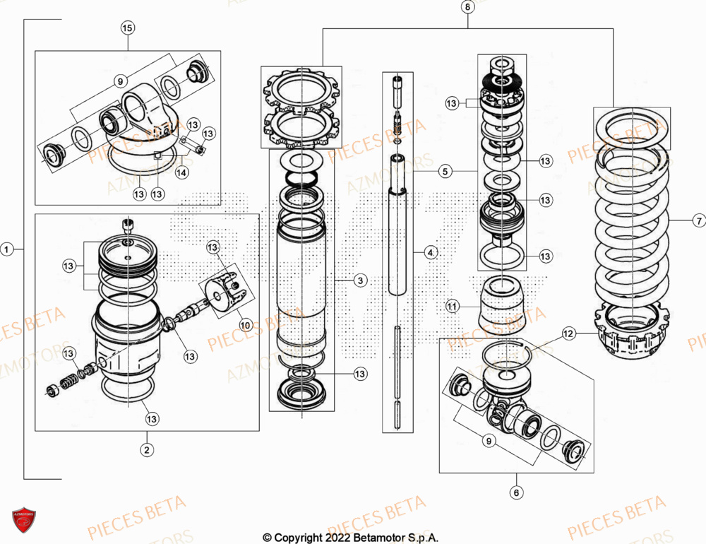 Amortisseur AZMOTORS Pièces Beta TRIAL EVO 200 FACTORY 2T 2023