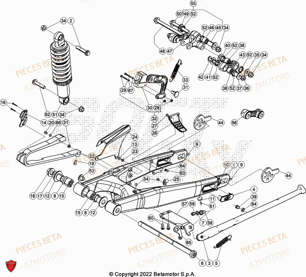 Bras Oscillant AZMOTORS Pièces Beta TRIAL EVO 200 FACTORY 2T 2023