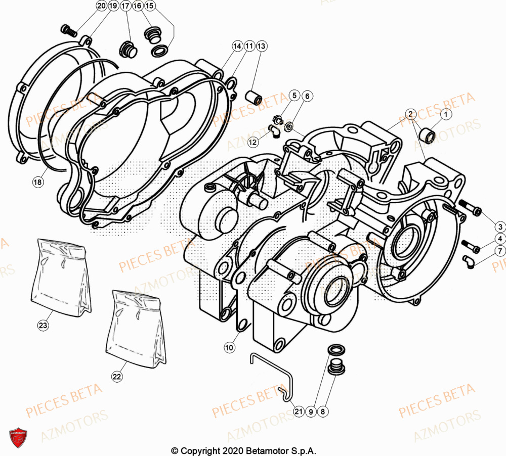 Carter AZMOTORS Pièces Beta TRIAL EVO 200 FACTORY 2T 2023