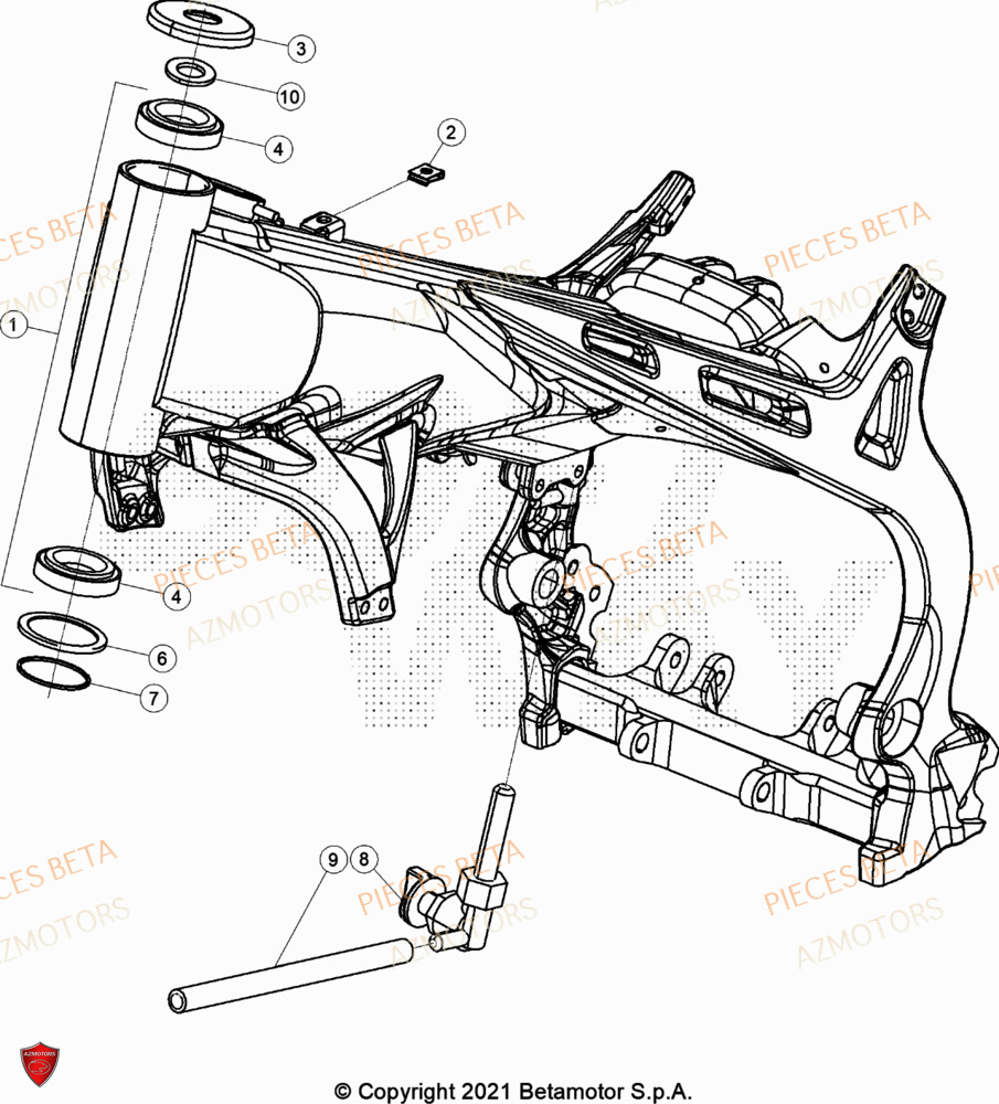 Chassis AZMOTORS Pièces Beta TRIAL EVO 200 FACTORY 2T 2023