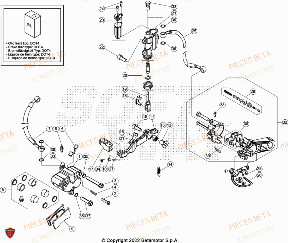 Freins AZMOTORS Pièces Beta TRIAL EVO 200 FACTORY 2T 2023