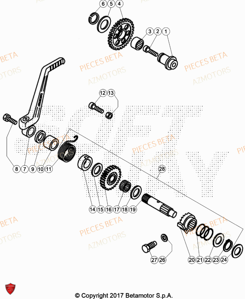 Kick Starter AZMOTORS Pièces Beta TRIAL EVO 200 FACTORY 2T 2023