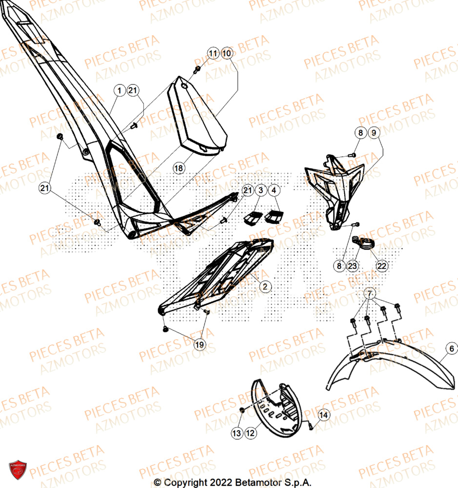 Carenages AZMOTORS PiÃ¨ces Beta TRIAL EVO 200 FACTORY 2T 2025