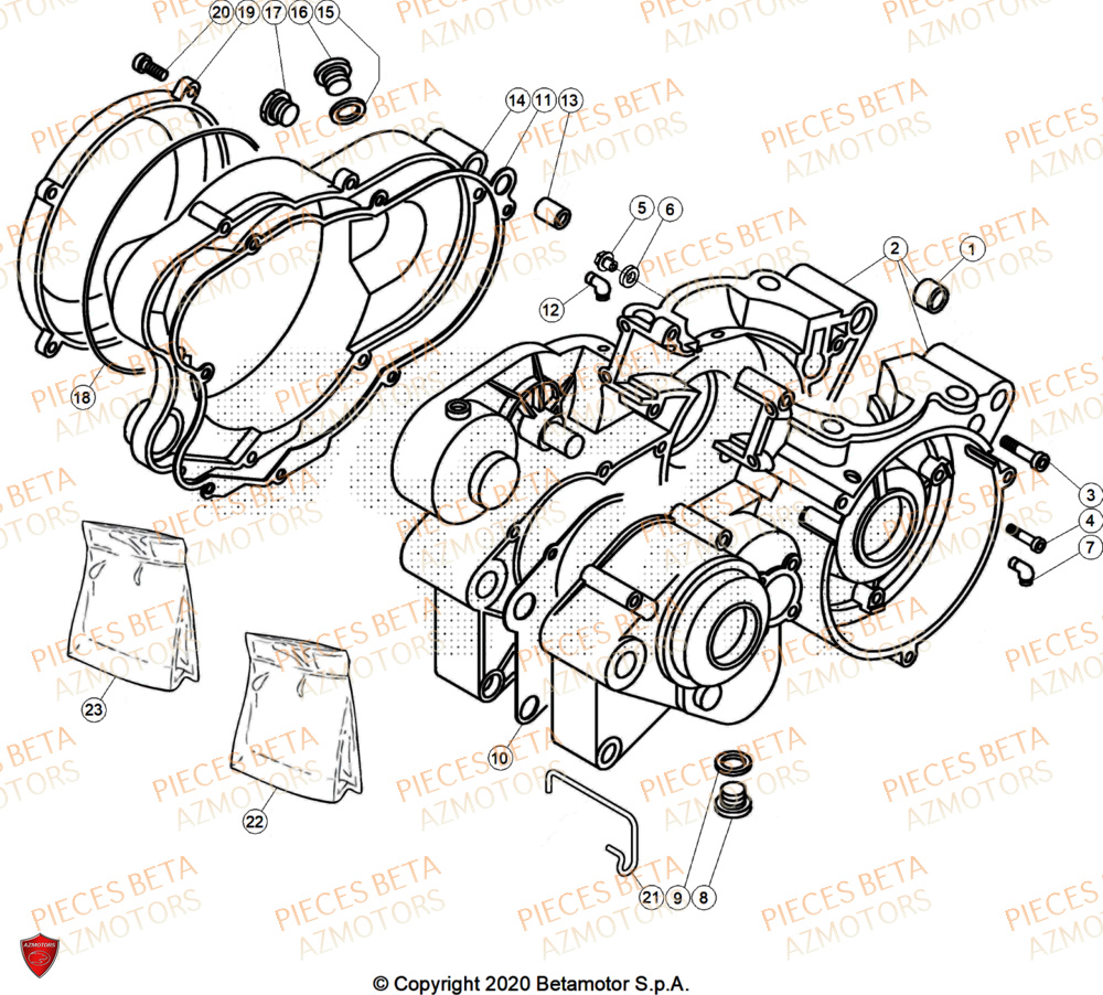 Carter Moteur AZMOTORS PiÃ¨ces Beta TRIAL EVO 200 FACTORY 2T 2025