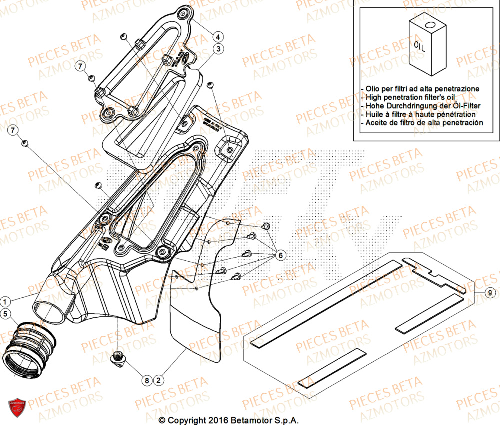 Filtre A Air AZMOTORS PiÃ¨ces Beta TRIAL EVO 200 FACTORY 2T 2025