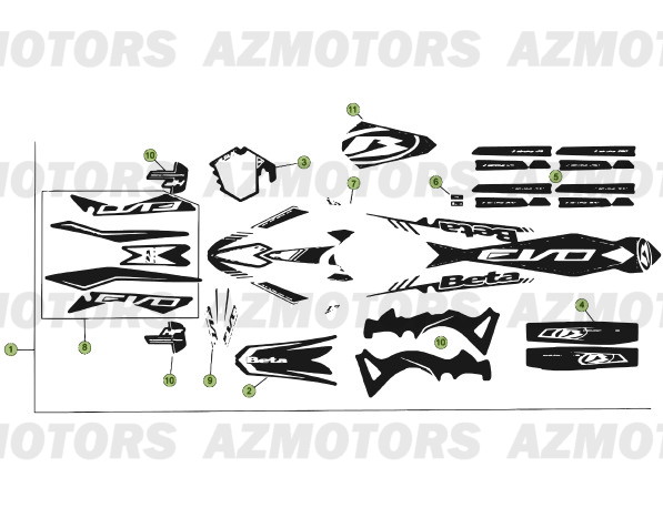 Decors AZMOTORS PiÃ¨ces BETA EVO-250 2T - [2013]