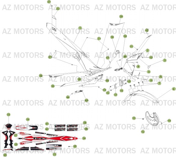 Carenages   Reservoir   Selle AZMOTORS PiÃ¨ces BETA EVO-250 2T - [2011]