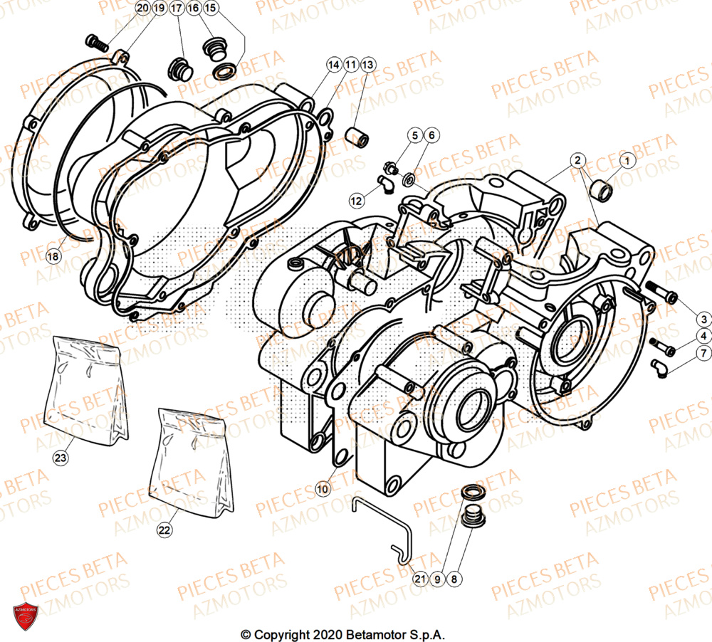 Carter Moteur AZMOTORS PiÃ¨ces Beta TRIAL EVO 250 FACTORY 2T 2025