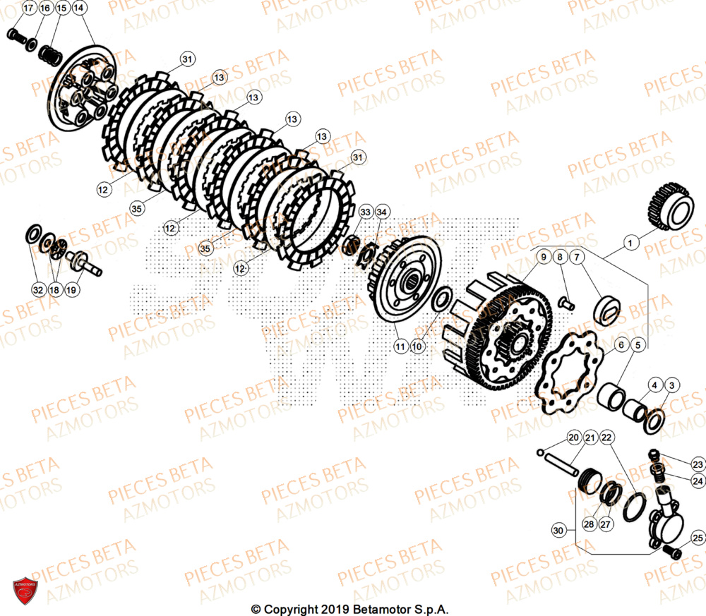 Embrayage AZMOTORS PiÃ¨ces Beta TRIAL EVO 250 FACTORY 2T 2025