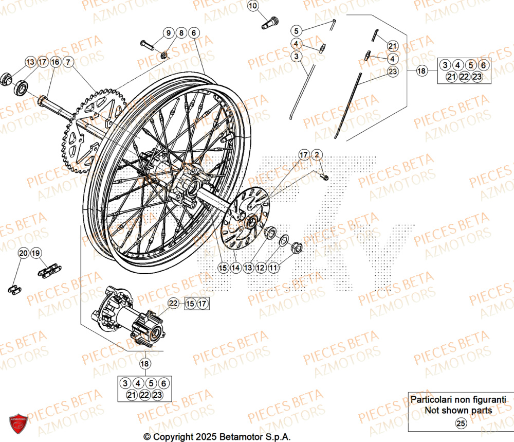 Roue Arriere AZMOTORS PiÃ¨ces Beta TRIAL EVO 250 FACTORY 2T 2025
