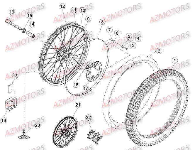 Roue Avant AZMOTORS Pieces BETA EVO-290 2T - [2009]