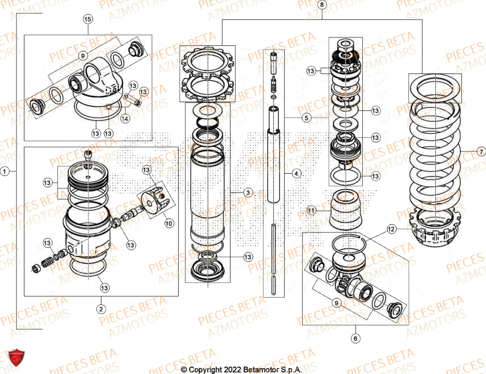 Amortisseur AZMOTORS PiÃ¨ces Beta TRIAL EVO 300 FACTORY 2T 2025