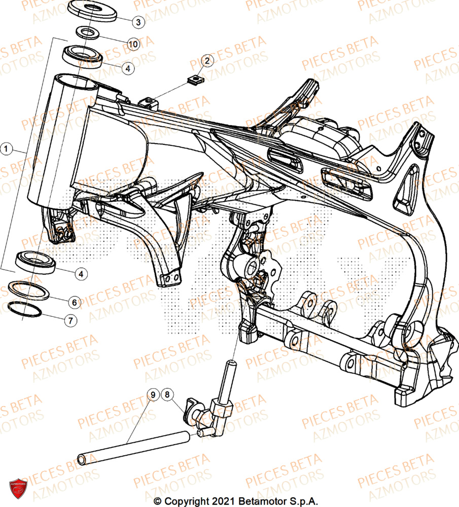 Chassis AZMOTORS PiÃ¨ces Beta TRIAL EVO 300 FACTORY 2T 2025