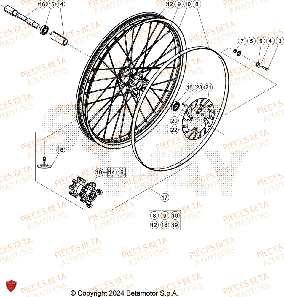 Roue Avant AZMOTORS PiÃ¨ces Beta TRIAL EVO 300 FACTORY 2T 2025