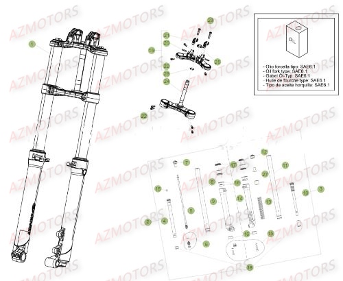 Fourche AZMOTORS PiÃ¨ces BETA EVO-125 2T - [2017]