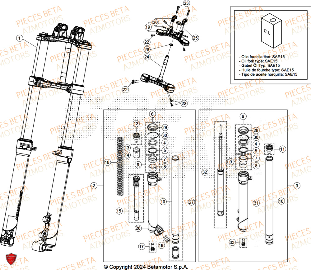 Fourche AZMOTORS PiÃ¨ces BETA EVO 125 2T - 2025