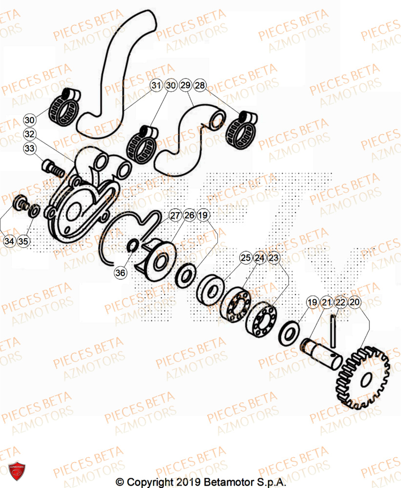 Pompe A Eau AZMOTORS PiÃ¨ces BETA EVO 125 2T - 2025