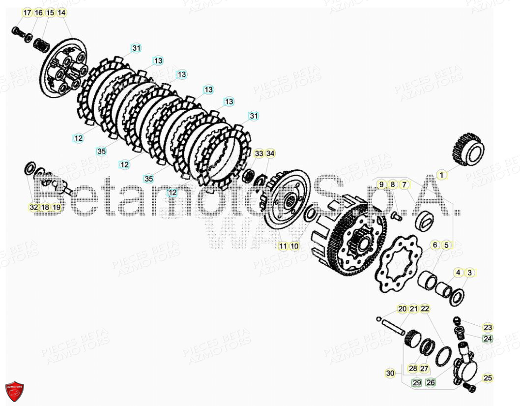 Embrayage AZMOTORS PiÃ¨ces BETA EVO 2T -125CC- FACTORY - (2017)