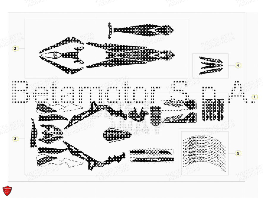 Carenages Autocollants AZMOTORS PiÃ¨ces BETA EVO 2T -125CC- FACTORY - (2018)