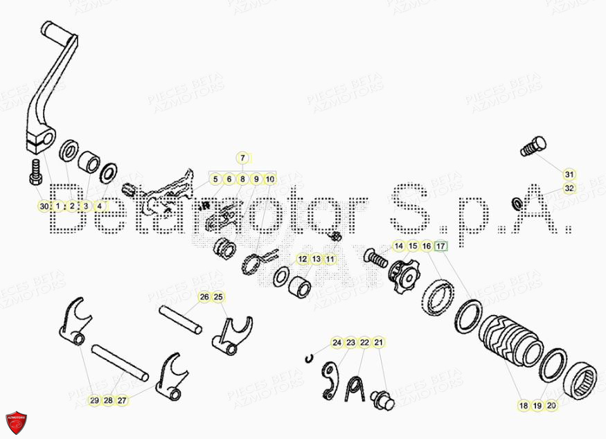 Commande Levier De Boite A Vitesses AZMOTORS PiÃ¨ces BETA EVO 2T -125CC- FACTORY - (2018)