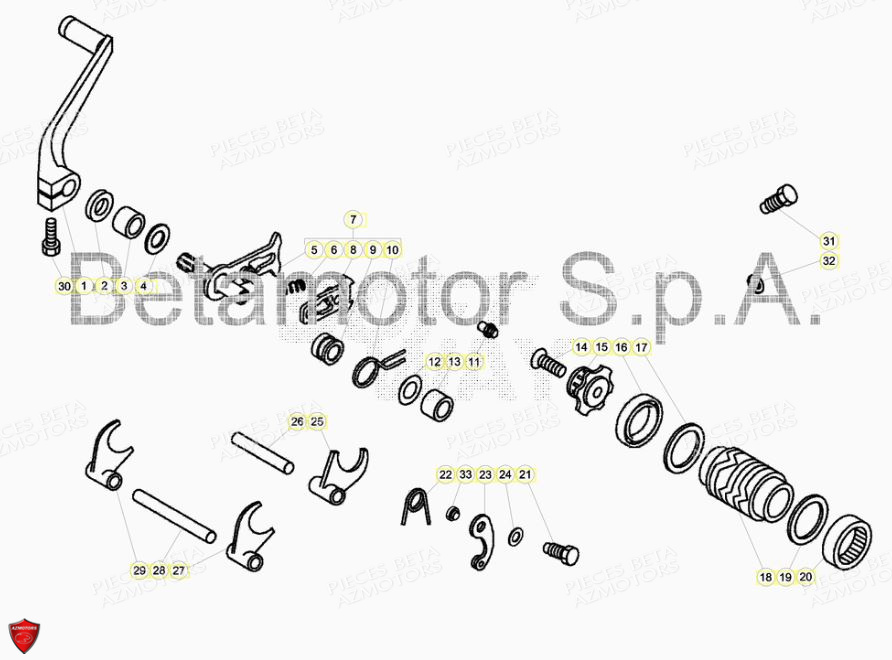 Commande Levier De Boite A Vitesses AZMOTORS PiÃ¨ces BETA EVO 2T -125CC- FACTORY - (2019)