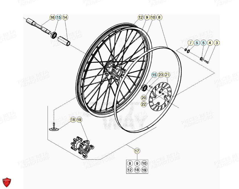 Roue Avant AZMOTORS PiÃ¨ces BETA EVO 2T -125CC- FACTORY - (2020)