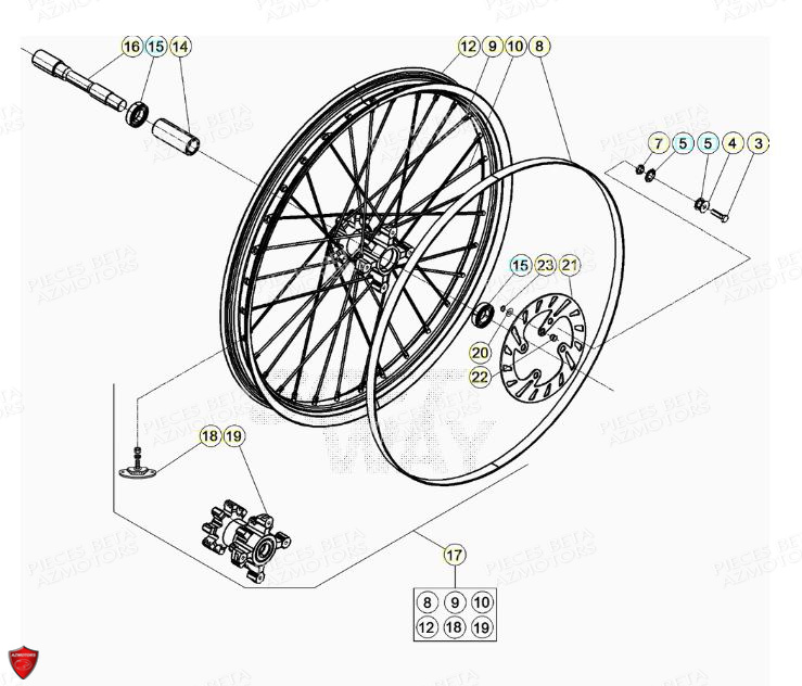 Roue Avant AZMOTORS PiÃ¨ces BETA EVO 2T -125CC- FACTORY - (2021)
