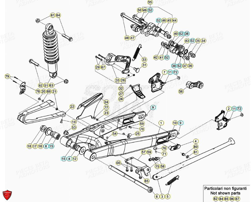 Fourche Arriere Suspension Arriere AZMOTORS PiÃ¨ces BETA EVO 2T -125CC- FACTORY - (2022)
