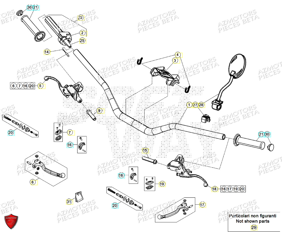 Commandes Guidon AZMOTORS PiÃ¨ces Beta TRIAL EVO 125 FACTORY 2T 2024