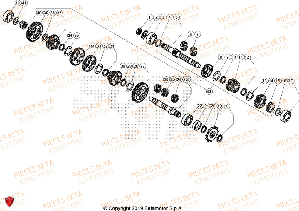 Transmission AZMOTORS PiÃ¨ces BETA EVO 200 2T - [2024]