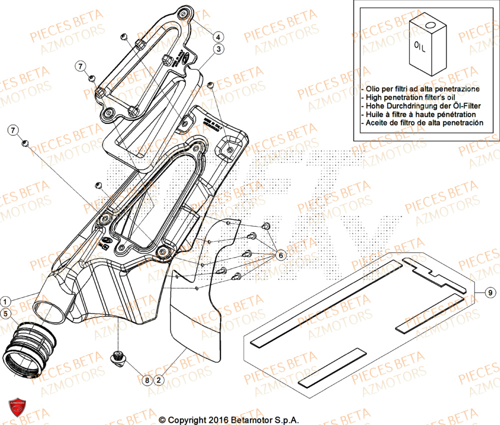 Filtre A Air AZMOTORS PiÃ¨ces BETA EVO 200 2T - [2025]