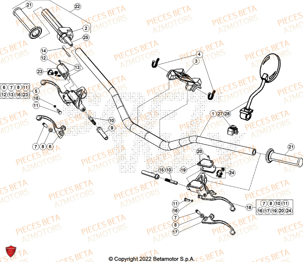 Guidon AZMOTORS PiÃ¨ces BETA EVO 200 2T - [2025]