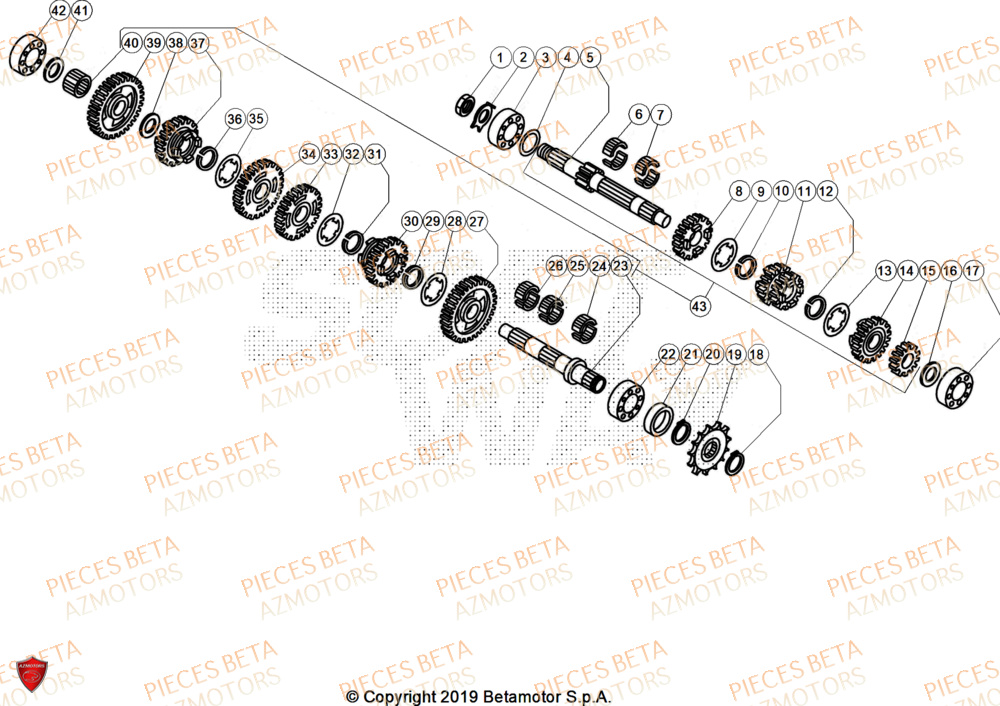 Transmission AZMOTORS PiÃ¨ces BETA EVO 200 2T - [2025]