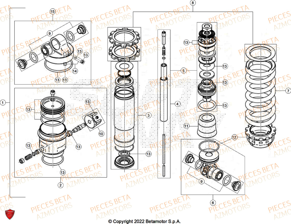 Amortisseur AZMOTORS PiÃ¨ces Beta TRIAL EVO 200 FACTORY 2T 2024