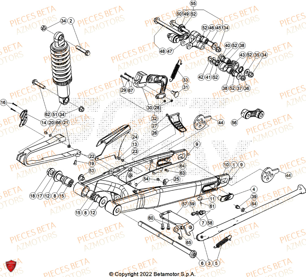 Bras Oscillant AZMOTORS PiÃ¨ces Beta TRIAL EVO 200 FACTORY 2T 2024