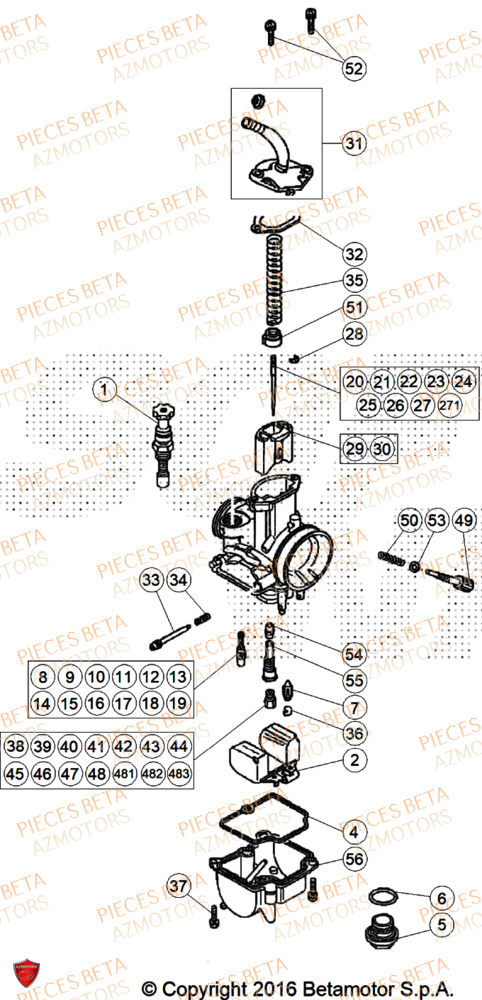 Carburateur Details AZMOTORS PiÃ¨ces Beta TRIAL EVO 200 FACTORY 2T 2024
