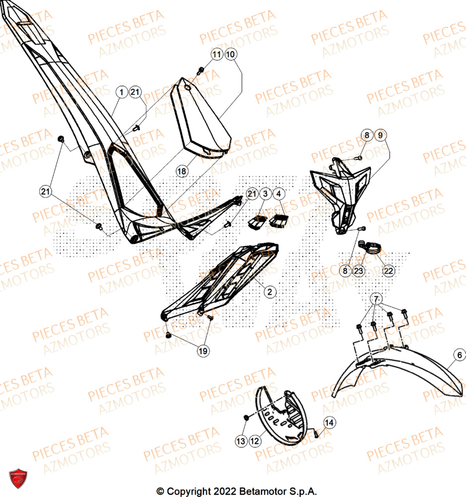 Carenages AZMOTORS PiÃ¨ces Beta TRIAL EVO 200 FACTORY 2T 2024