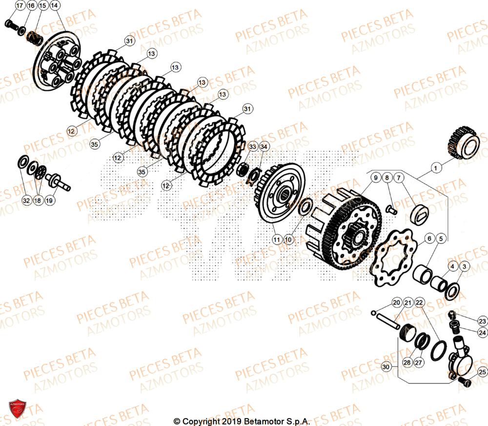 Embrayage AZMOTORS PiÃ¨ces Beta TRIAL EVO 250 FACTORY 2T 2024