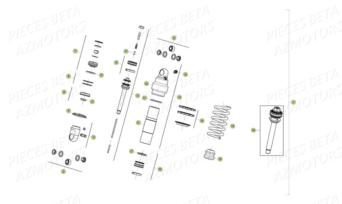 Amortisseur Detail AZMOTORS PiÃ¨ces BETA EVO 2T -250CC- FACTORY - (2015)