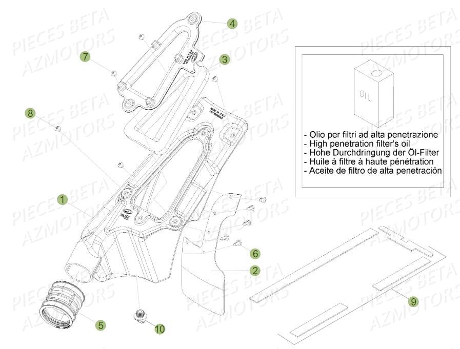 Filtre A Air AZMOTORS PiÃ¨ces BETA EVO 2T -300CC- FACTORY - (2015)
