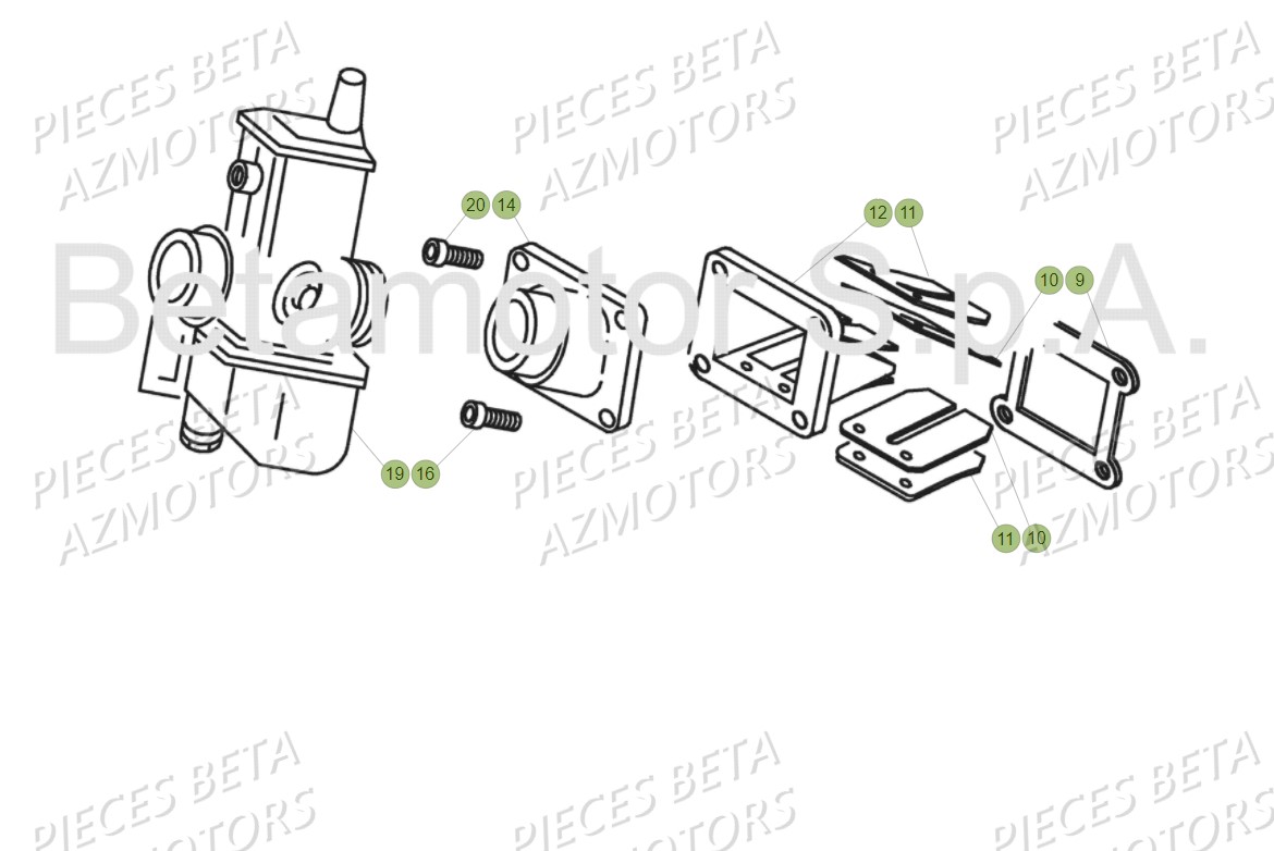 Carburateur AZMOTORS PiÃ¨ces Beta EVO 300 SS 2T - 2018