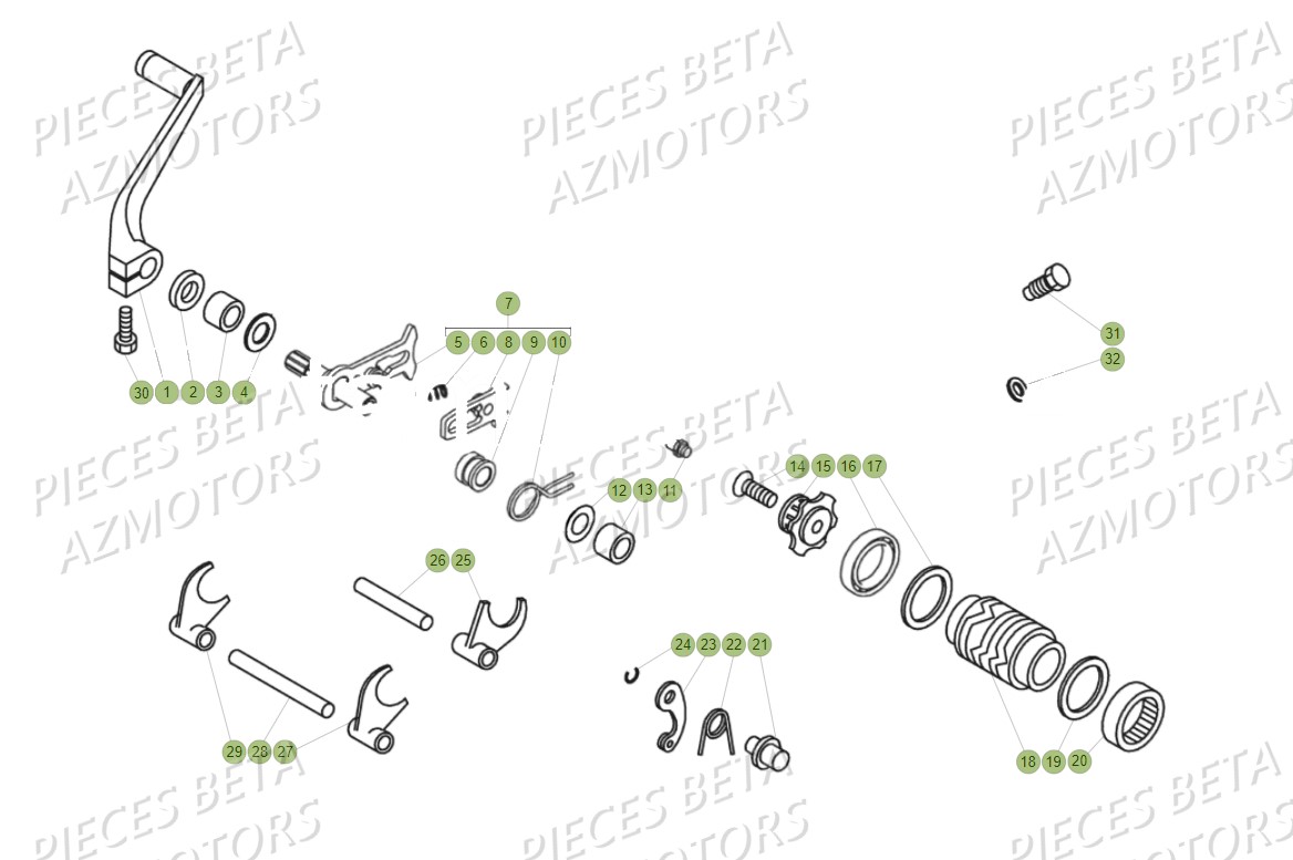 Commande Boite A Vitesses AZMOTORS PiÃ¨ces Beta EVO 300 SS 2T - 2018