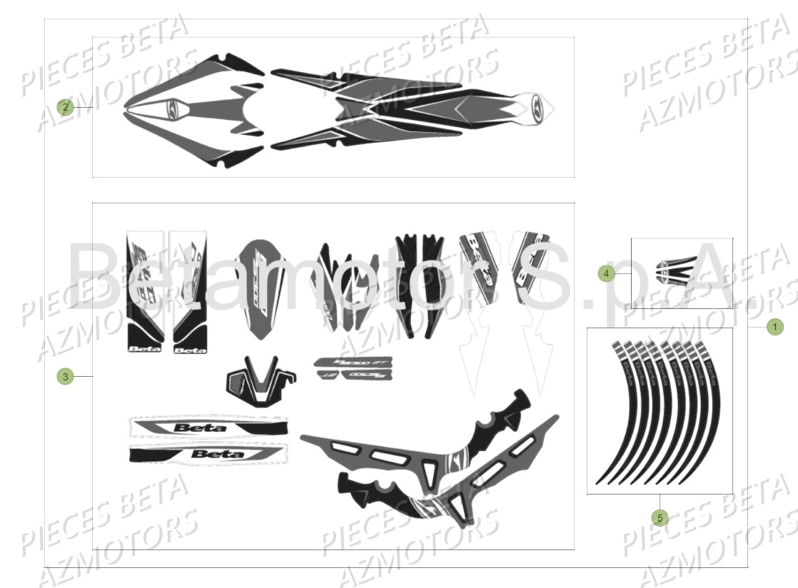 Kit Autocollants AZMOTORS PiÃ¨ces Beta EVO 300 SS 2T - 2018