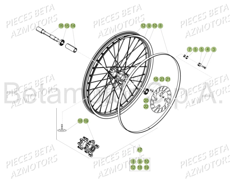 Roue Avant AZMOTORS PiÃ¨ces Beta EVO 300 SS 2T - 2018