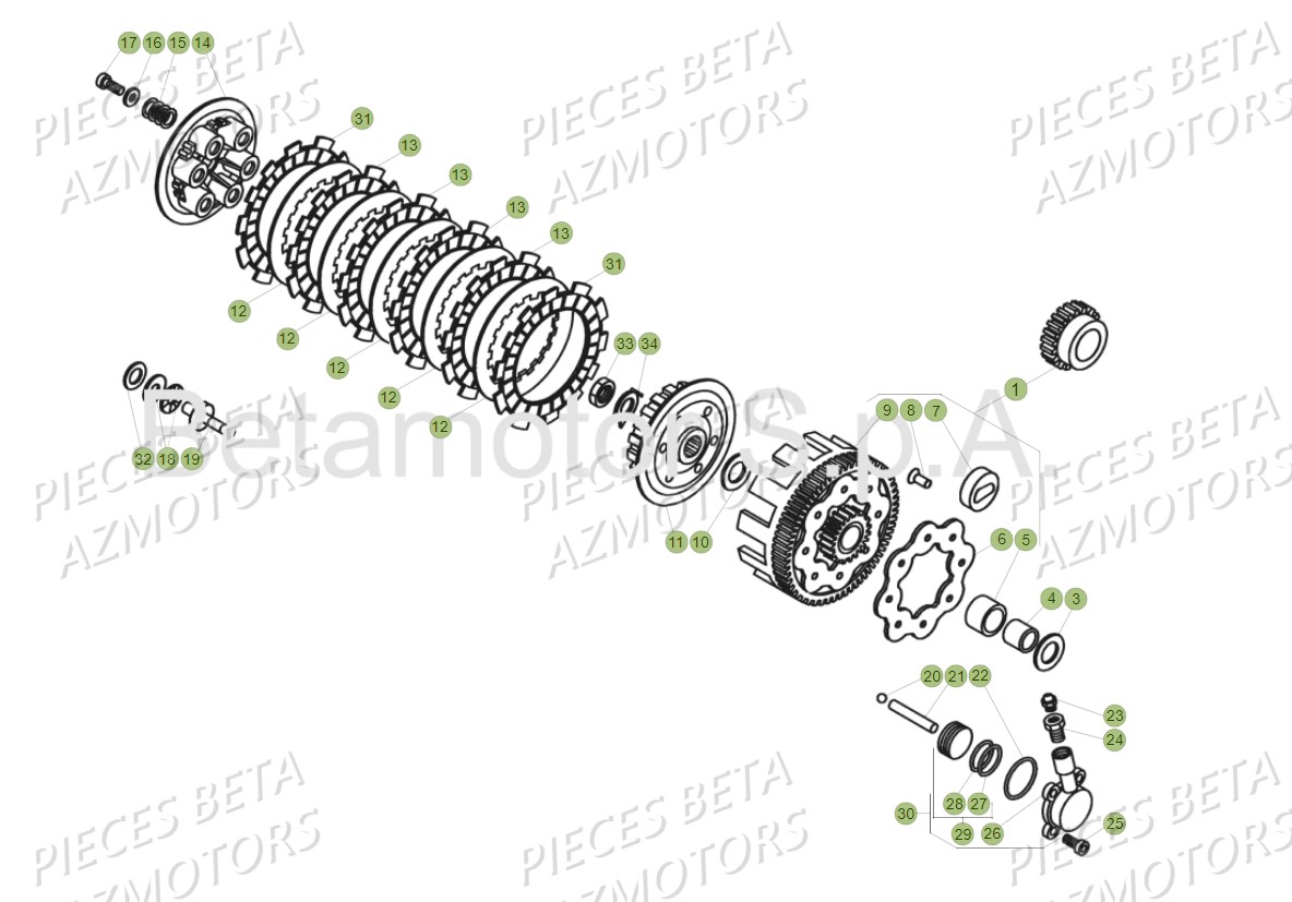 Transmission Principale Embrayage AZMOTORS PiÃ¨ces Beta EVO 300 SS 2T - 2018