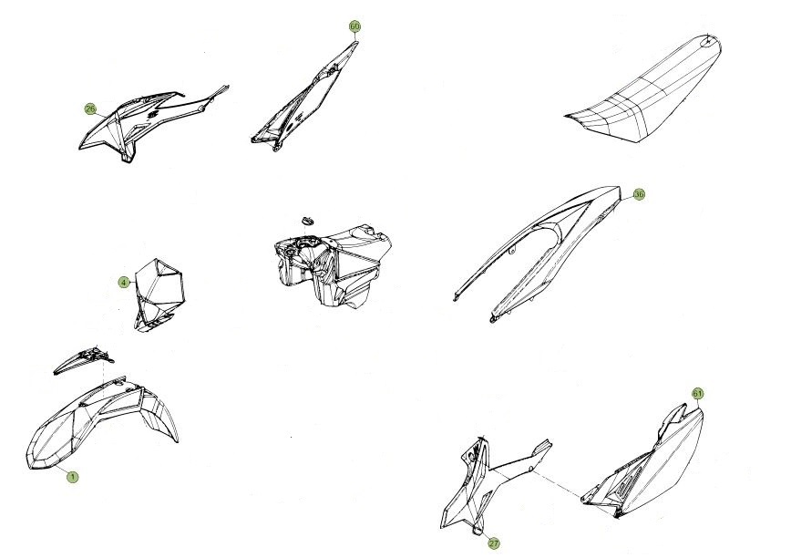 KIT CARENAGES NOIR ORIGINE BETA RR 50 SPORT/RACING 2T (2012-2020),RR 125 4T (2013-2016) pour [2012-19] KIT PLASTIQUES RR SPORT-RACING 50 de KIT-7-CARENAGES