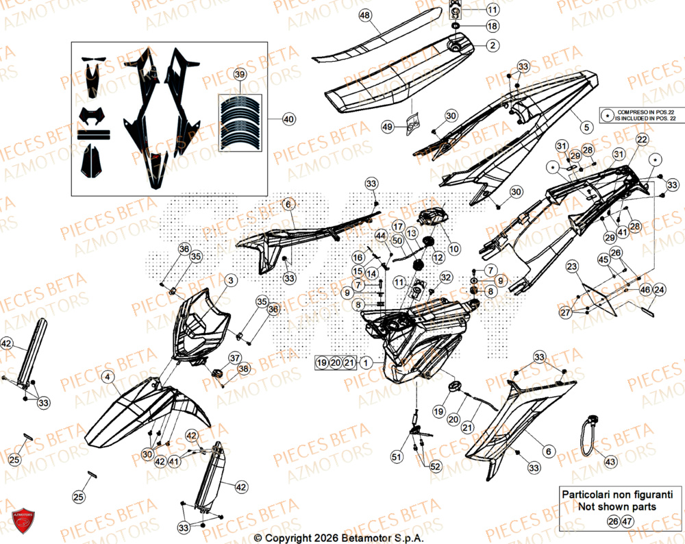 Carenages AZMOTORS PiÃ¨ces BETA MOTARD 125 4T R 2026