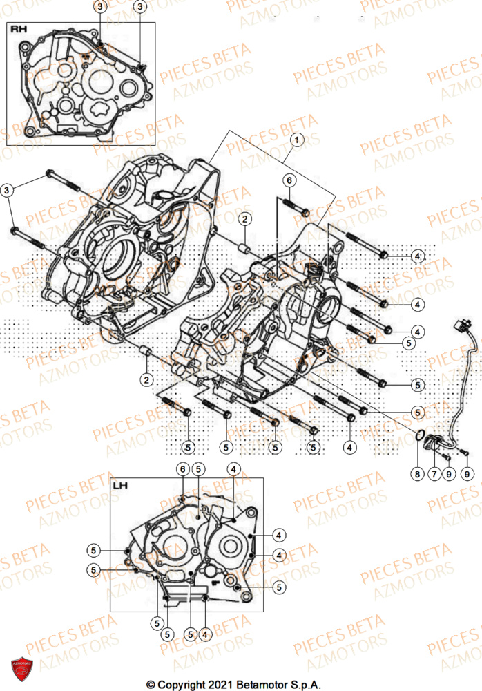 Carter Moteur AZMOTORS PiÃ¨ces BETA MOTARD 125 4T R 2026